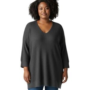 J Jill Ribbed Knit Tunic Sweater,Sz 2X, Wool, Cashmere,Neutral,Minimalist, NWOT